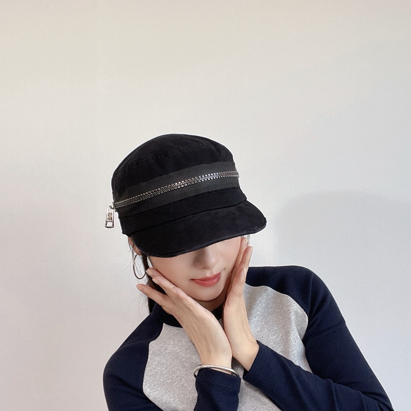 LOVELY HAT韓國直郵26秋冬個性鉚釘鏈條鴨嘴帽帽子LOVELY HAT帽子