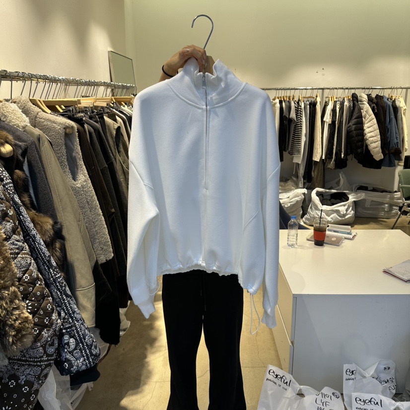 eyeful東大門代購26秋季半拉鏈立領抽繩衛衣半拉鏈可調節立領eyeful衛衣圖色1