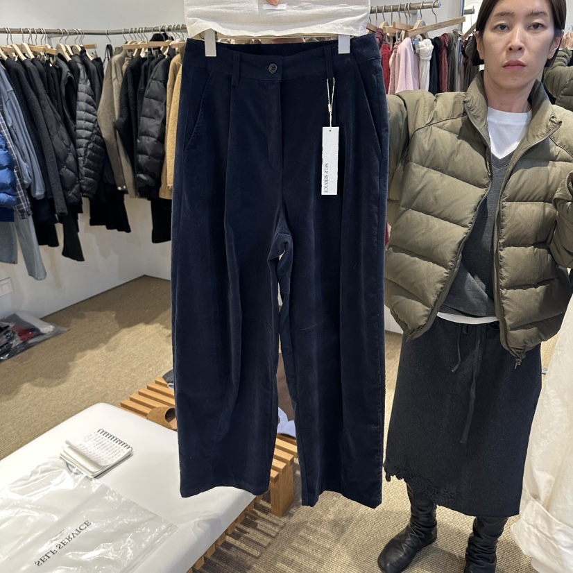 SELF SERVICE/MASOF東大門實拍26秋冬褶裥燈芯絨褲休閑褲直筒SELF SERVICE/MASOF休閑褲圖色3藍色