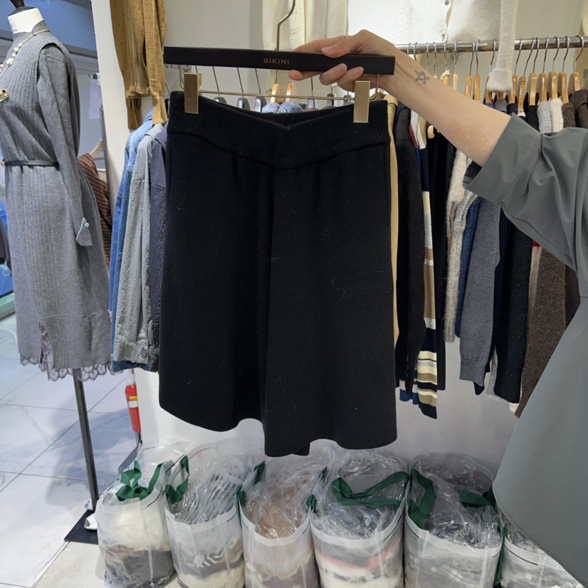 BIKINI東大門直郵26秋冬針織闊腿中褲 休閑日常短褲口袋寬松BIKINI短褲圖色3