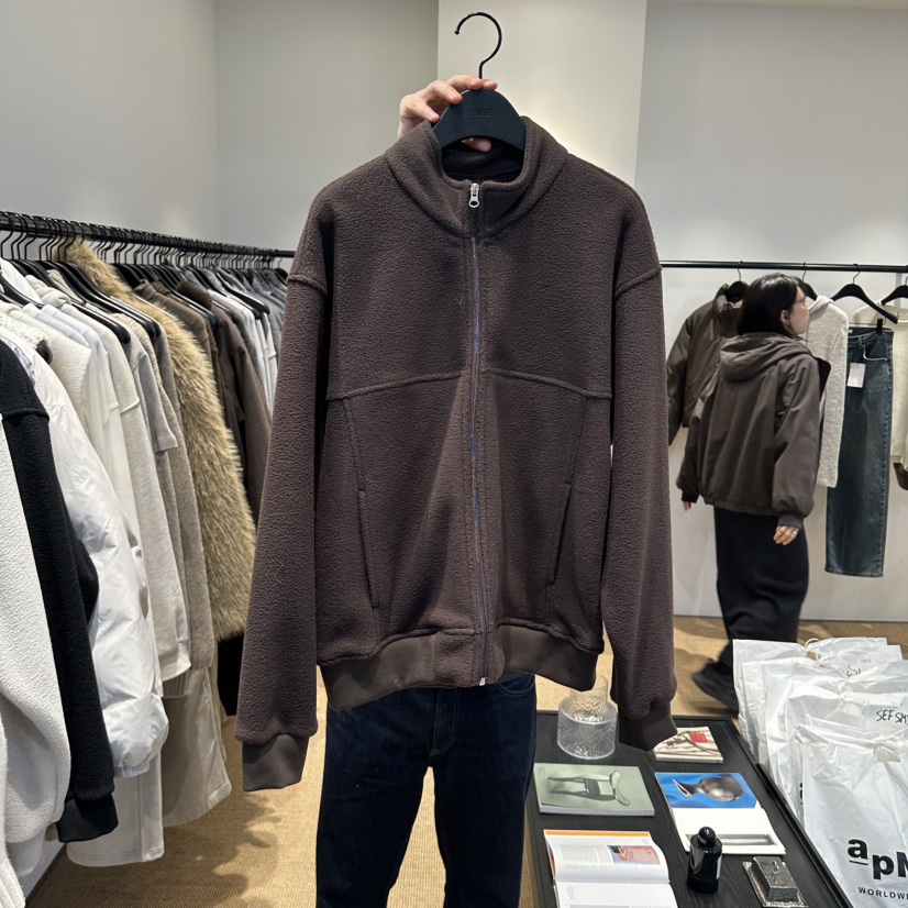 PAUSE韓國代購26秋冬立領搖粒絨拉鏈夾克拉鏈開合口袋立領紐扣PAUSE夾克圖色2