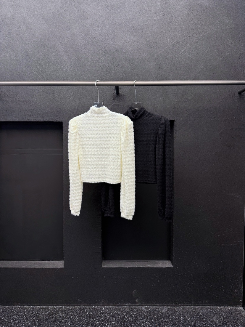 AB東大門代購26秋冬半高領泡泡袖蕾絲T恤長袖T恤高領AB長袖T恤