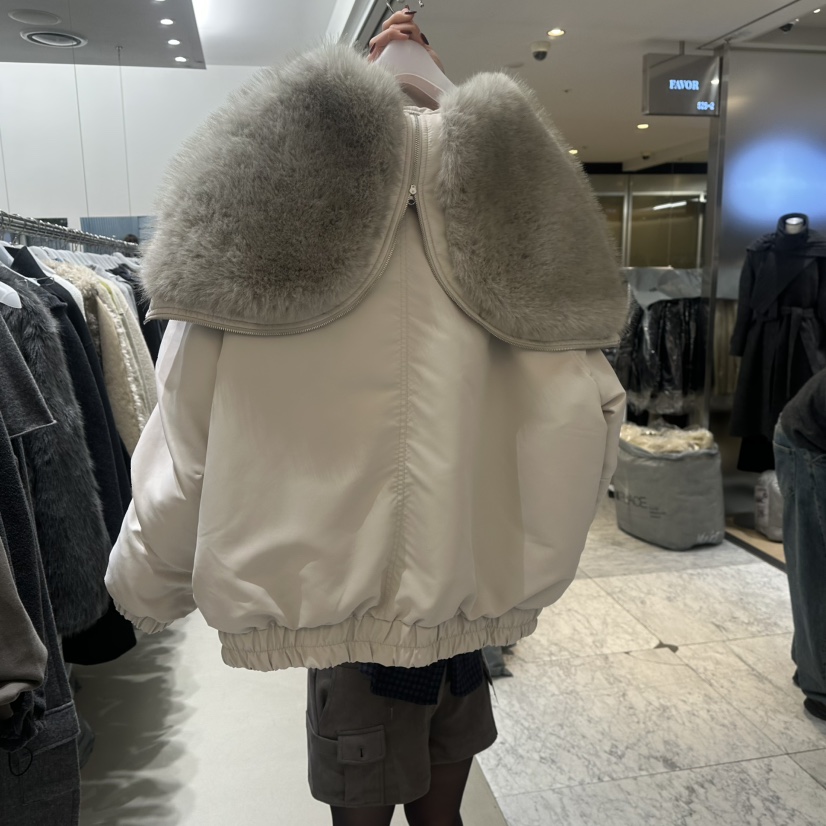 ANOU東大門代購26秋冬寬松落肩短款羽絨服落肩寬松鴨絨ANOU短款羽絨服