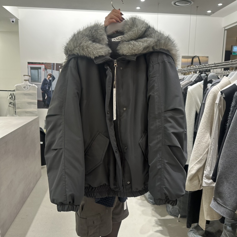 ANOU東大門代購26秋冬寬松落肩短款羽絨服落肩寬松鴨絨ANOU短款羽絨服圖色2