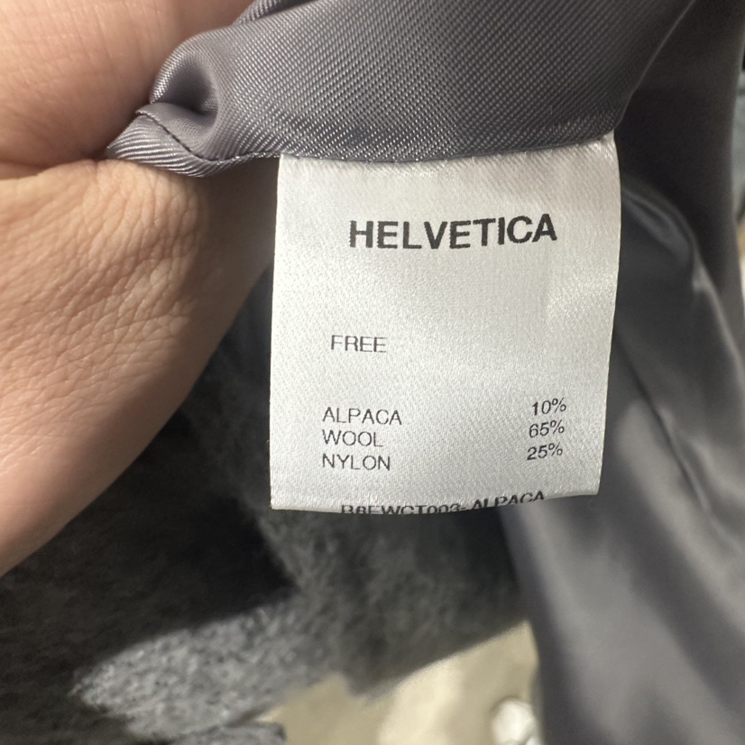HELVETICA東大門代購26秋冬羊駝毛中長大衣中長款大衣西裝翻領HELVETICA中長款大衣