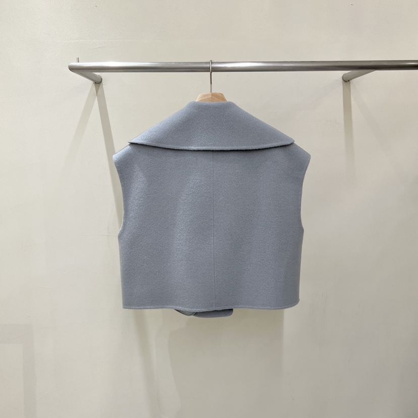 MARIE MARIE韓國直郵26秋季短款翻領羊毛馬甲手工制品大翻領雙MARIE MARIE馬甲