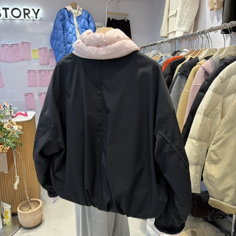 WMSTORY/SIMPLE PARK韓國直郵26秋冬配色高領鵝絨短款連帽羽絨WMSTORY/SIMPLE PARK短款羽絨服
