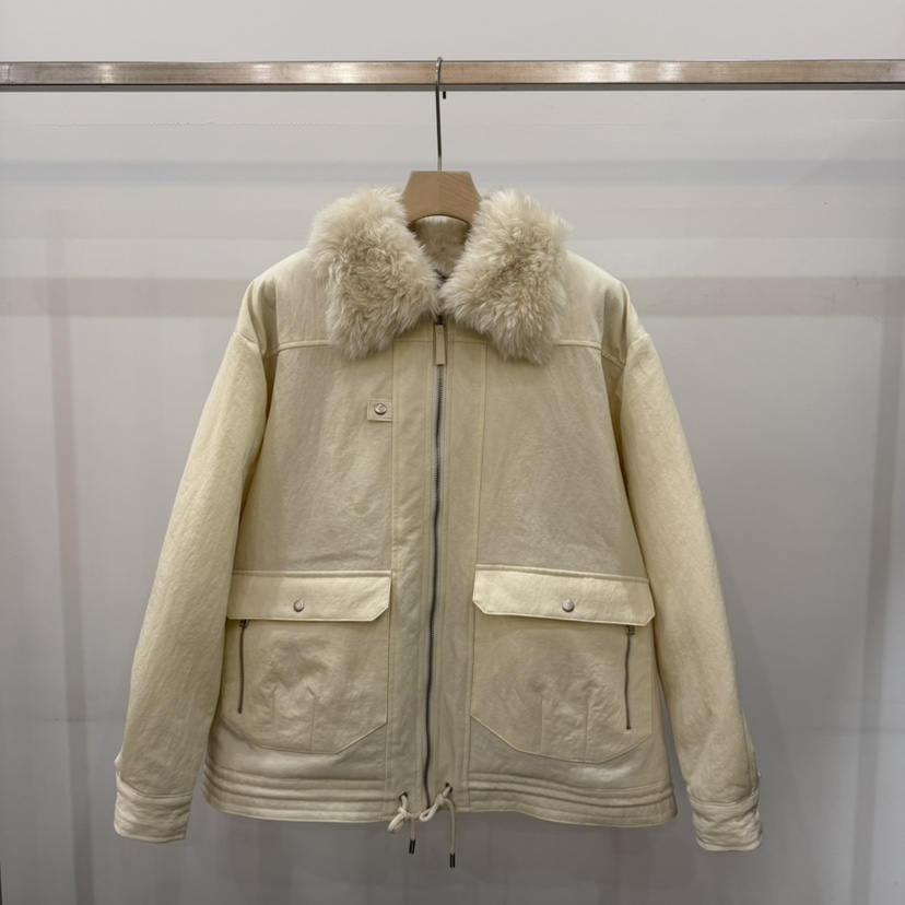 THE EYL東大門實拍26秋冬毛領短款保暖棉服短款棉服毛領可拆拉THE EYL短款棉服圖色1
