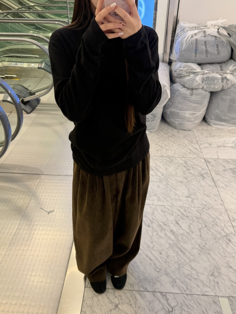 THE EYL東大門代購26秋季燈芯絨闊腿休閑褲褶裥寬松THE EYL休閑褲
