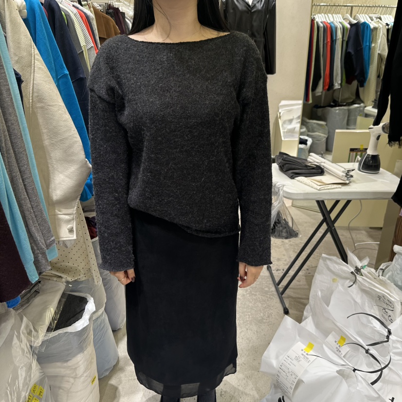 REFLAT韓國直郵26秋季一字領寬松針織衫 簡約休閑款落肩寬松REFLAT針織衫圖色4