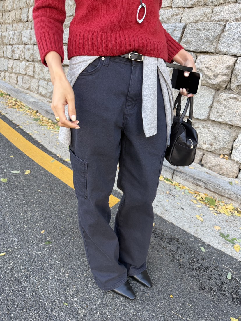 ACME東大門實拍26秋季工裝直筒休閑褲舒適的加絨直筒高腰經典ACME休閑褲