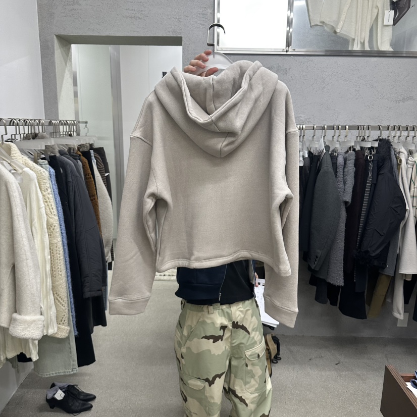 WEARABLE韓國直郵26秋季短款加絨連帽衛衣拉鏈連帽衫連帽衫加WEARABLE衛衣