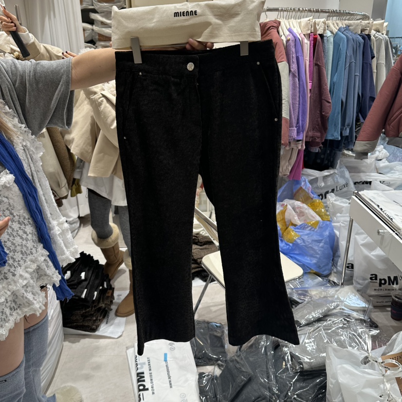 MIENNE東大門代購26秋季豹紋微喇休閑褲豹紋MIENNE休閑褲圖色2