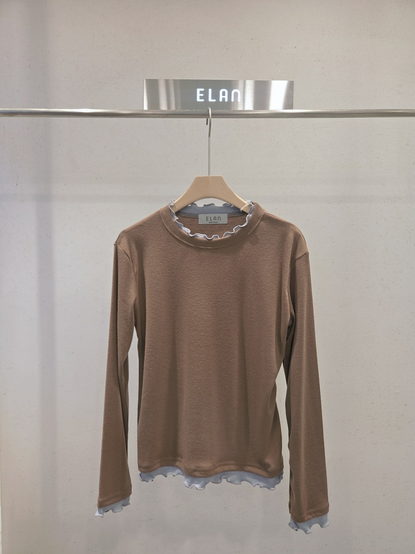 ELAn韓國直郵26秋冬荷葉邊拼接長袖T恤荷葉邊ELAn長袖T恤圖色2