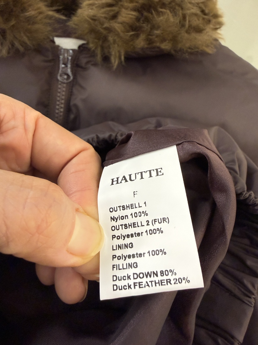 HAUTTE韓國直郵26秋季短款毛領充絨羽絨服短款羽絨服可拆卸毛HAUTTE短款羽絨服