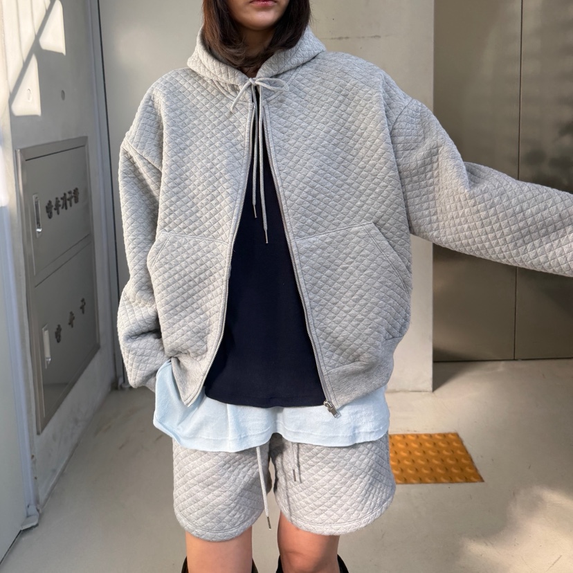 OLI EDIT韓國代購26秋冬菱格絎縫連帽套裝衛衣連帽衫口袋抽繩OLI EDIT衛衣