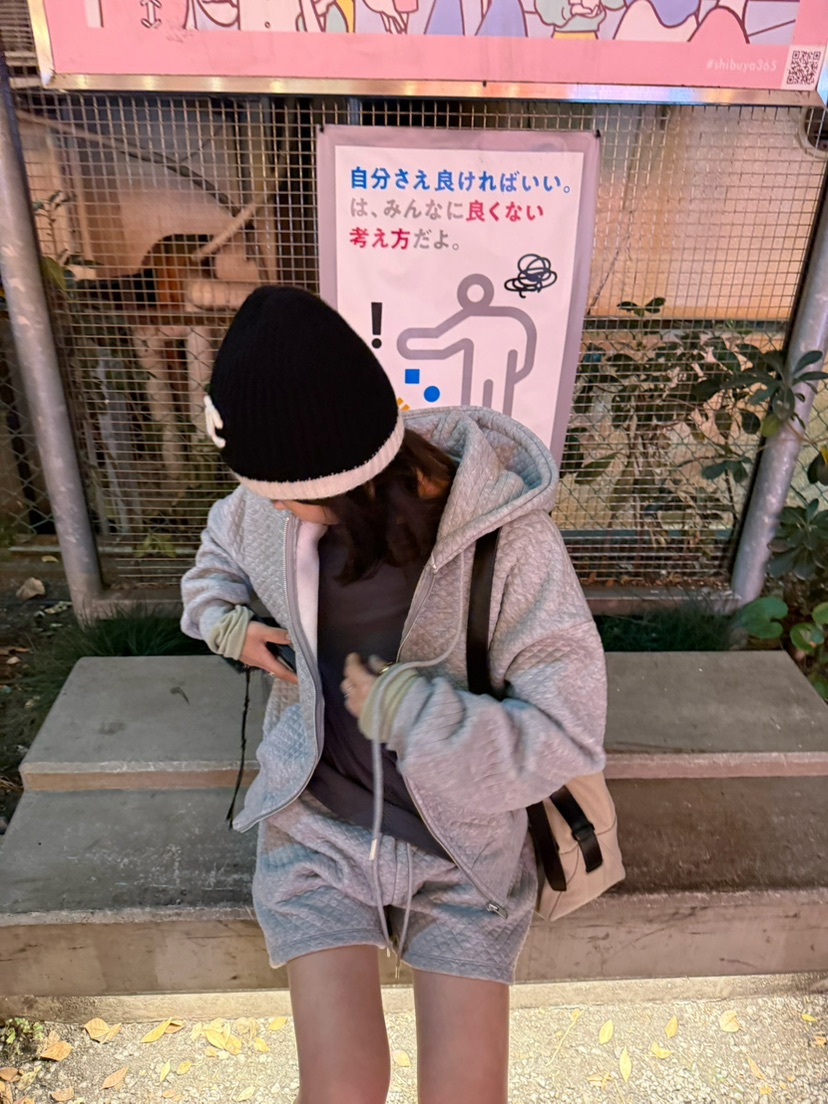 OLI EDIT韓國代購26秋冬菱格絎縫連帽套裝衛衣連帽衫口袋抽繩OLI EDIT衛衣