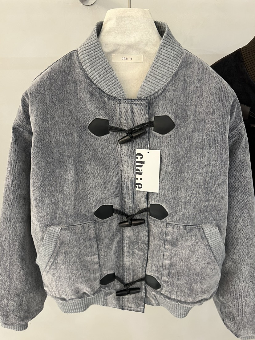 CHAE東大門直郵26秋冬短款牛角扣棉服短款棉服天鵝絨水洗立領CHAE短款棉服