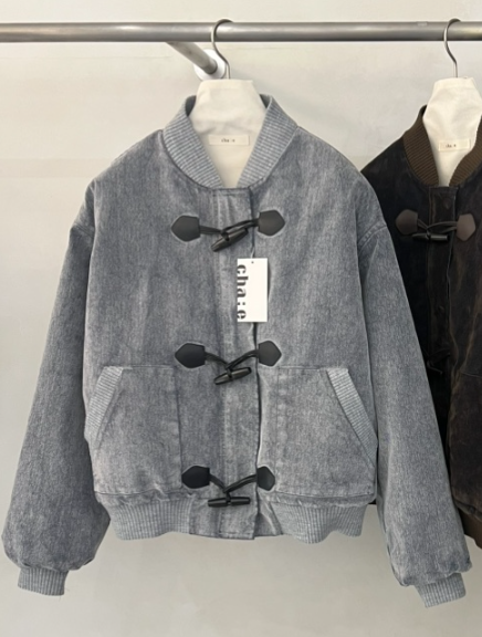 CHAE東大門直郵26秋冬短款牛角扣棉服短款棉服天鵝絨水洗立領CHAE短款棉服圖色1