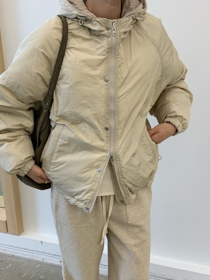 COBALT BLUE東大門實拍26秋季連帽格紋棉服短款棉服羽絨服兩面COBALT BLUE短款棉服圖色3