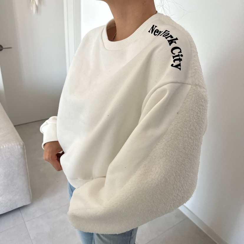 SOUIT by mabel韓國代購26秋冬拼接袖圓領字母衛衣字母刺繡圓SOUIT by mabel衛衣
