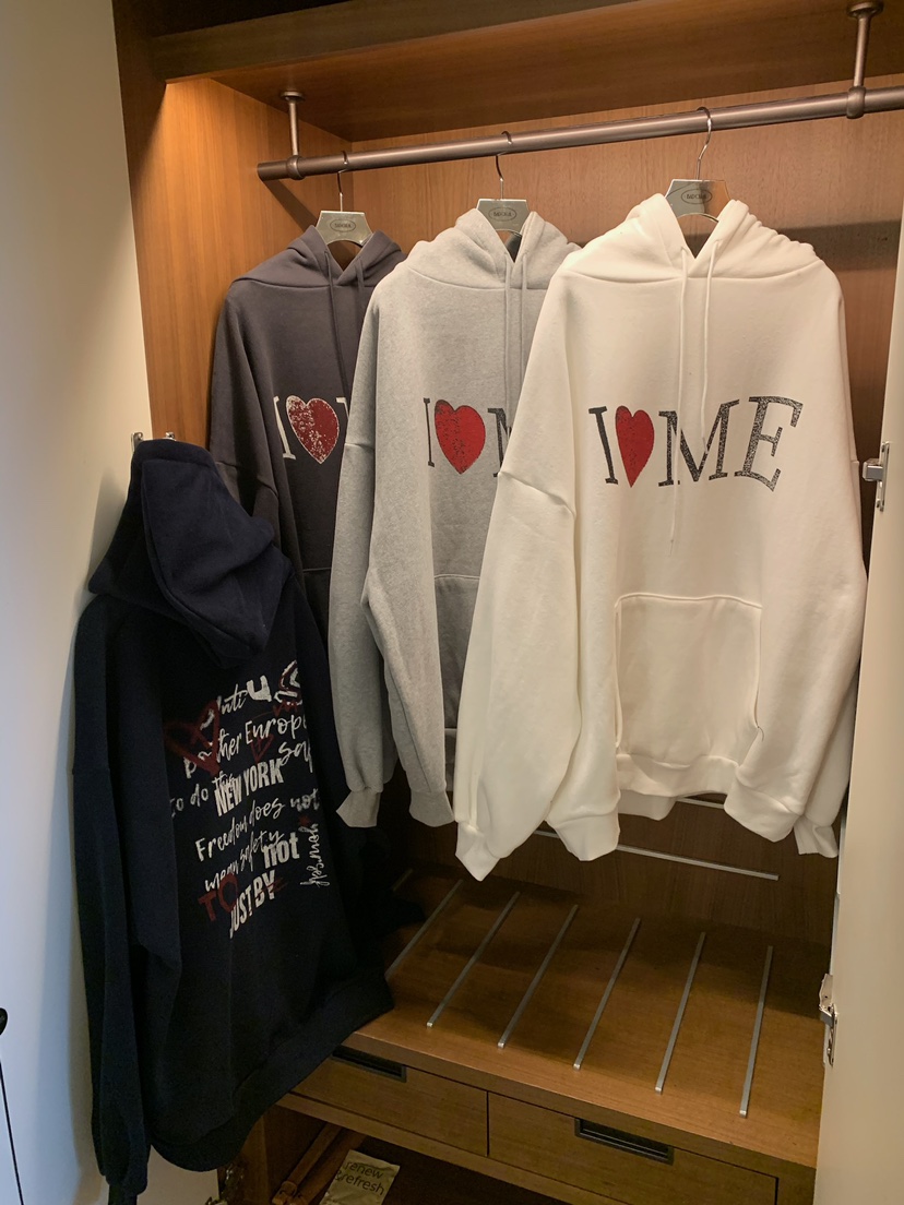 BADCALM韓國直郵26秋冬寬松連帽印花衛衣連帽衫口袋抽繩落肩寬BADCALM衛衣