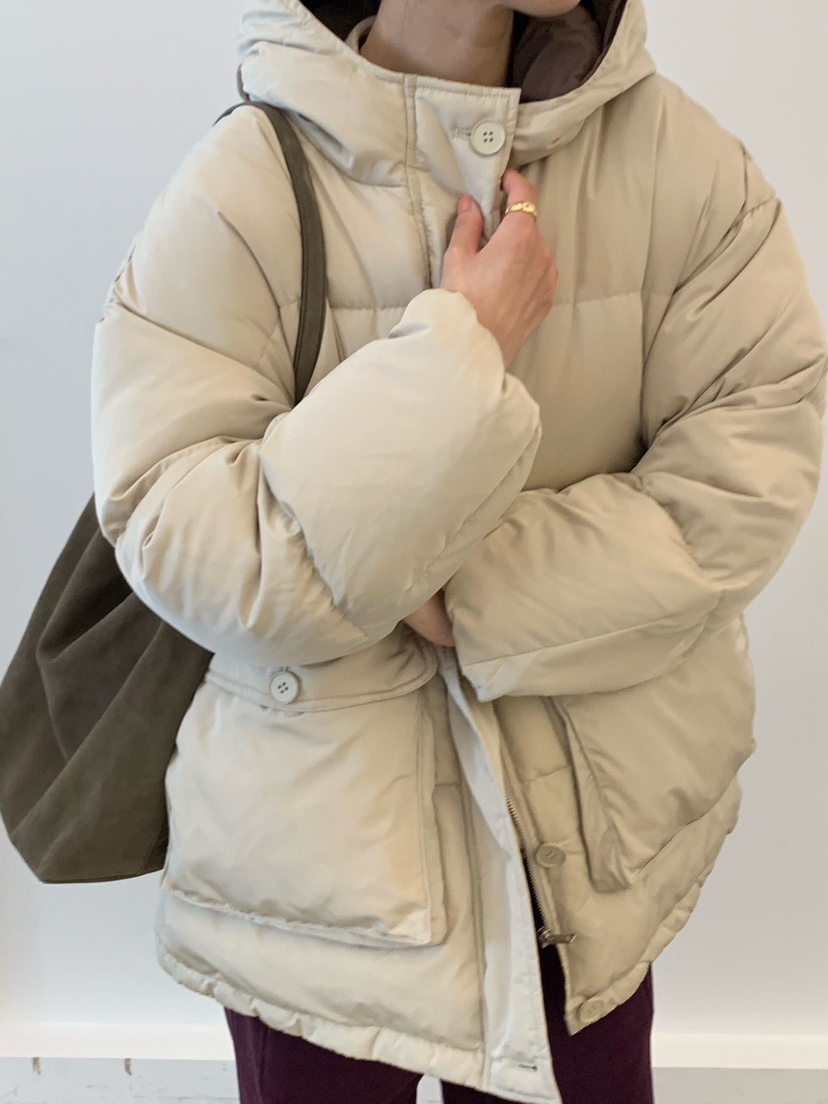 COBALT BLUE東大門代購26秋季短款連帽棉服短款棉服羽絨服口袋COBALT BLUE短款棉服圖色1