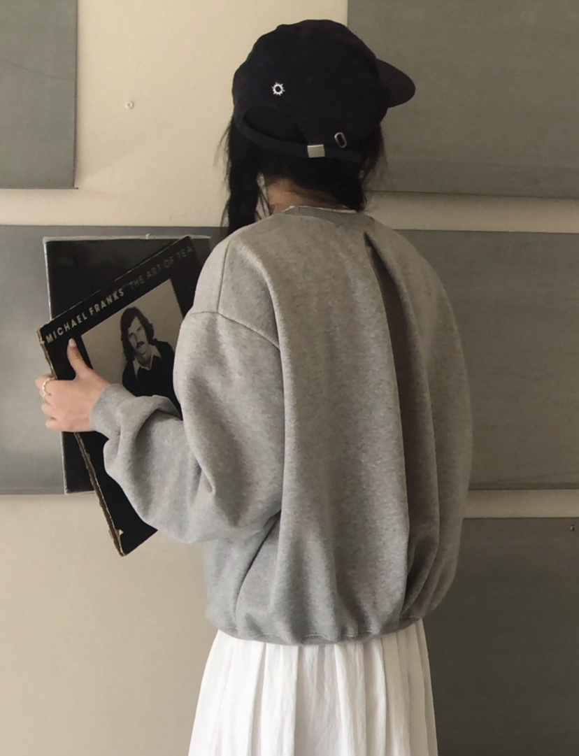 ONDO-P韓國代購26秋冬圓領印花時刻衛衣落肩圓領ONDO-P衛衣