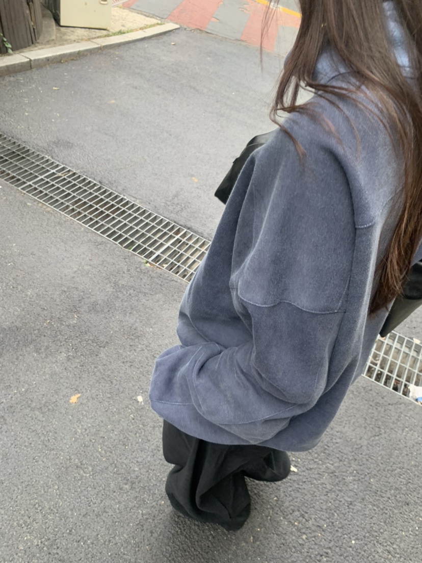 LE AVE韓國代購26秋冬半拉鏈立領麂皮絨衛衣半拉鏈立領落肩LE AVE衛衣