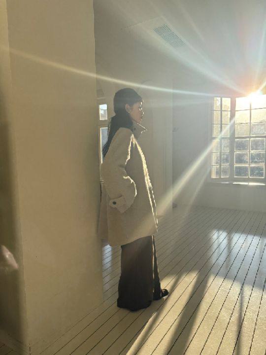 MARE東大門直郵26秋冬立領寬松中長款大衣口袋立領羊駝落肩褶MARE中長款大衣