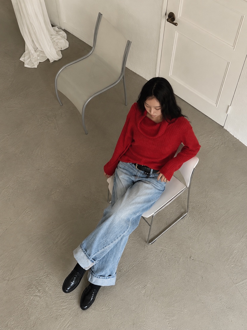 ACORN韓國代購26秋季堆領羅紋針織衫高領羅紋ACORN針織衫