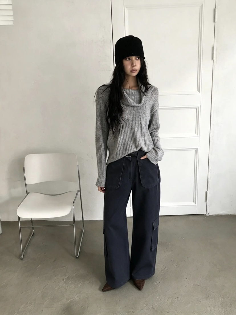 ACORN韓國代購26秋季堆領羅紋針織衫高領羅紋ACORN針織衫