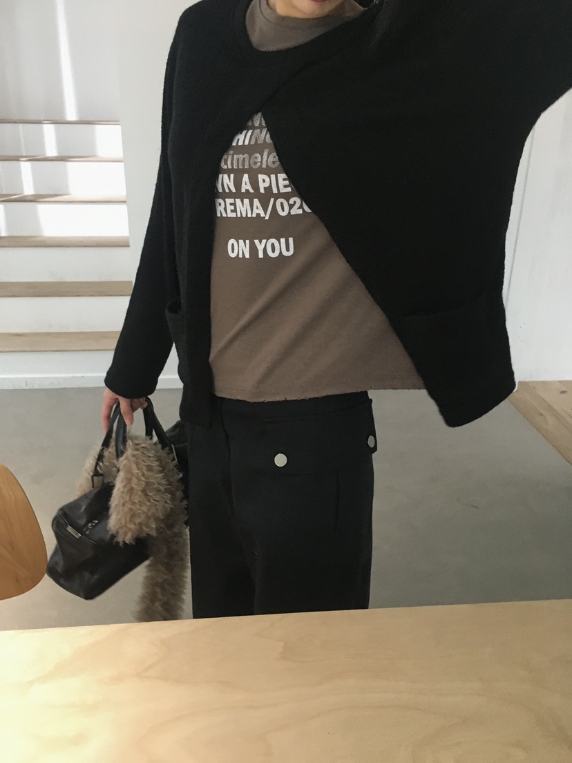 TREMA韓國代購26秋季圓領磨邊印花長袖T恤圓領TREMA長袖T恤
