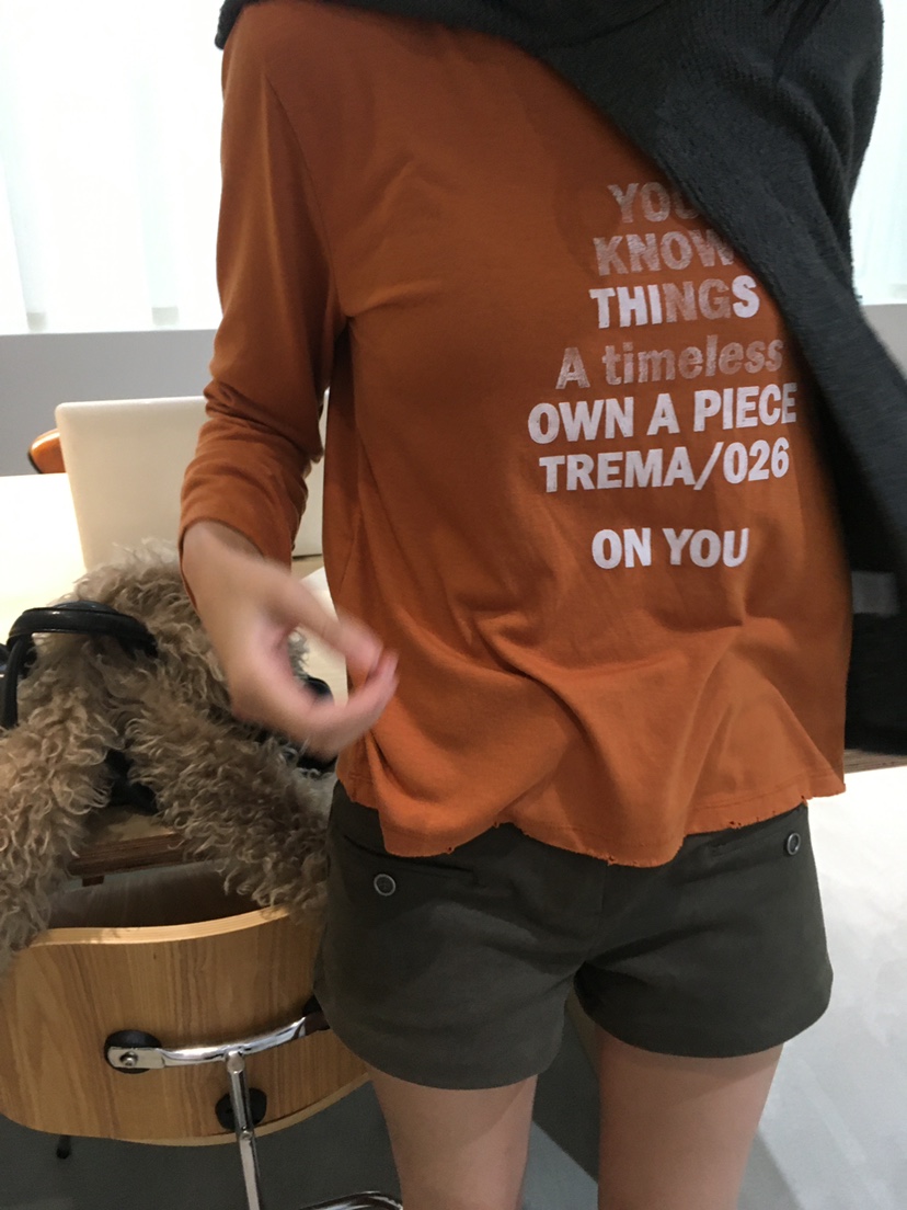 TREMA韓國代購26秋季圓領磨邊印花長袖T恤圓領TREMA長袖T恤