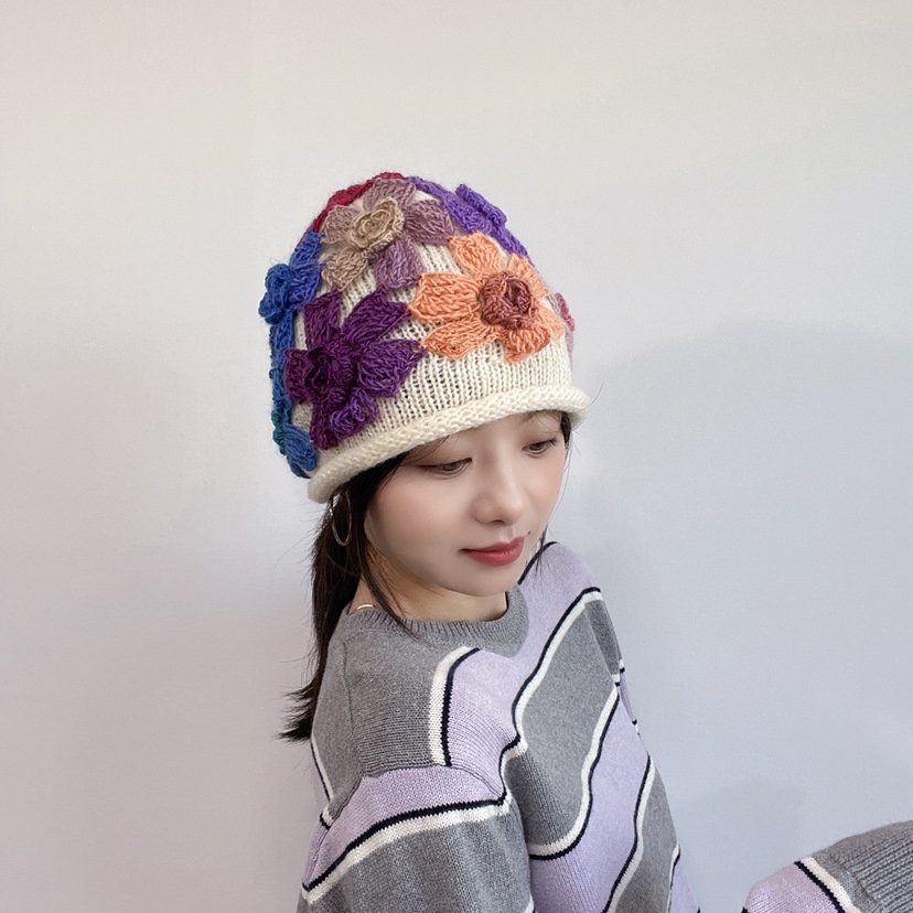 LOVELY HAT東大門直郵26秋冬立體鉤花針織帽帽子LOVELY HAT帽子