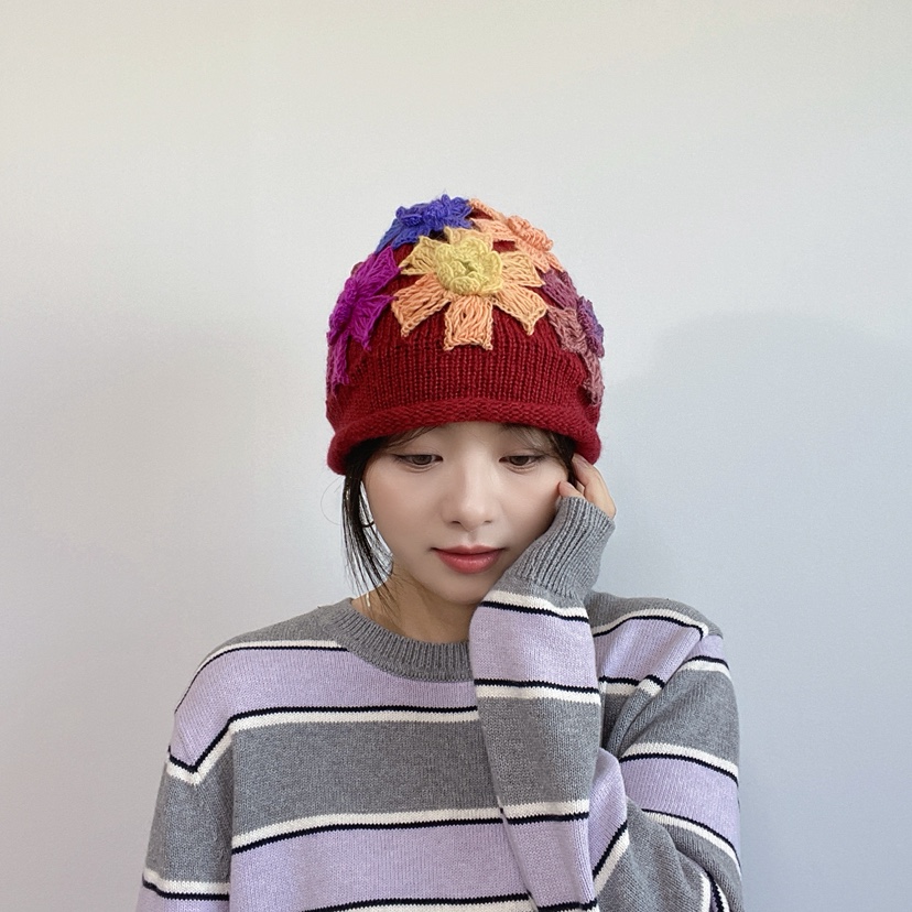 LOVELY HAT東大門直郵26秋冬立體鉤花針織帽帽子LOVELY HAT帽子