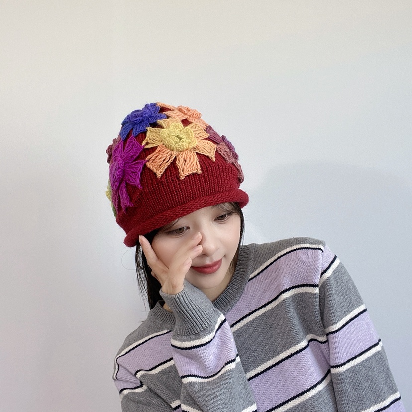LOVELY HAT東大門直郵26秋冬立體鉤花針織帽帽子LOVELY HAT帽子