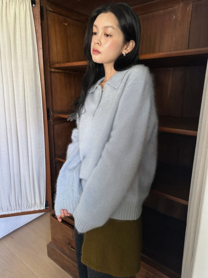 MARE韓國直郵26秋冬寬松Polo領毛絨針織衫Polo翻領落肩寬松羅MARE針織衫圖色4