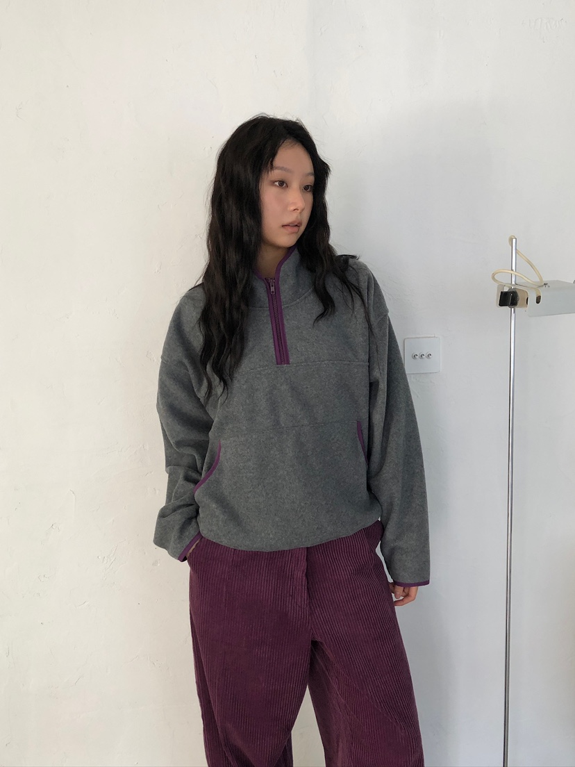 ACORN韓國代購26秋季碎花搖粒絨半拉鏈衛衣半拉鏈立領抽繩落肩ACORN衛衣
