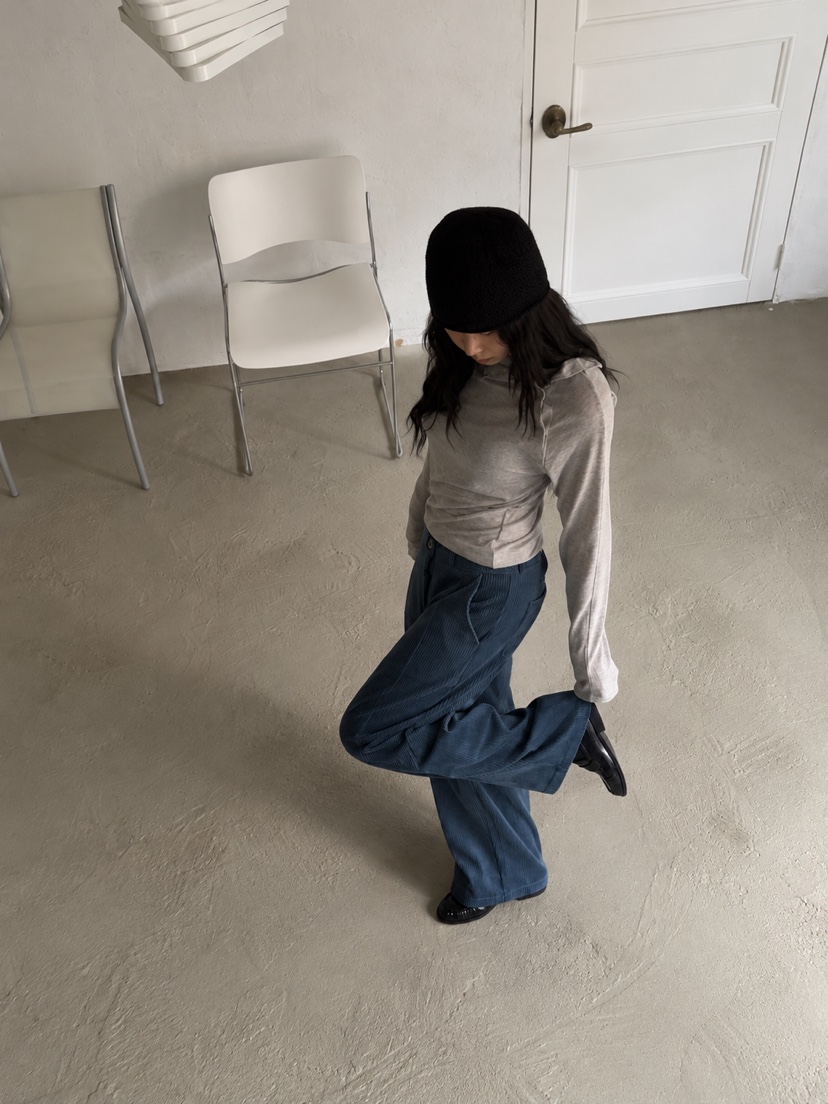 ACORN韓國代購26秋冬燈芯絨闊腿休閑褲高腰ACORN休閑褲