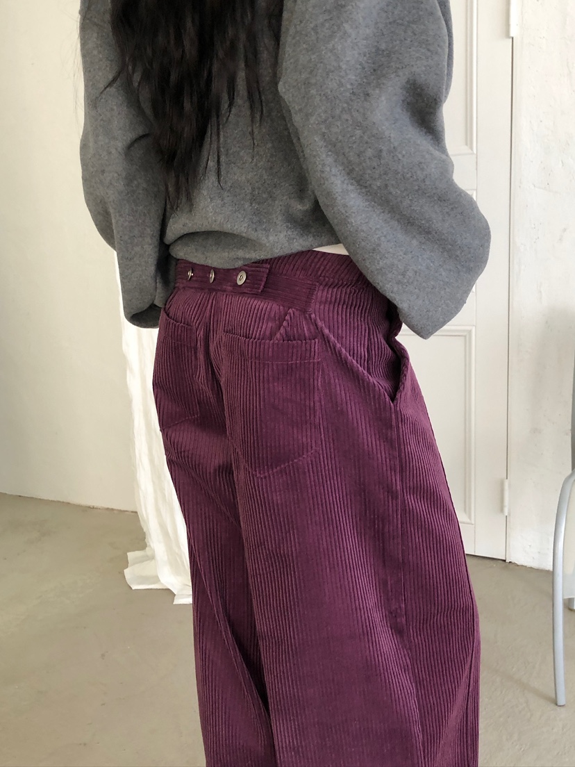 ACORN韓國代購26秋冬燈芯絨闊腿休閑褲高腰ACORN休閑褲