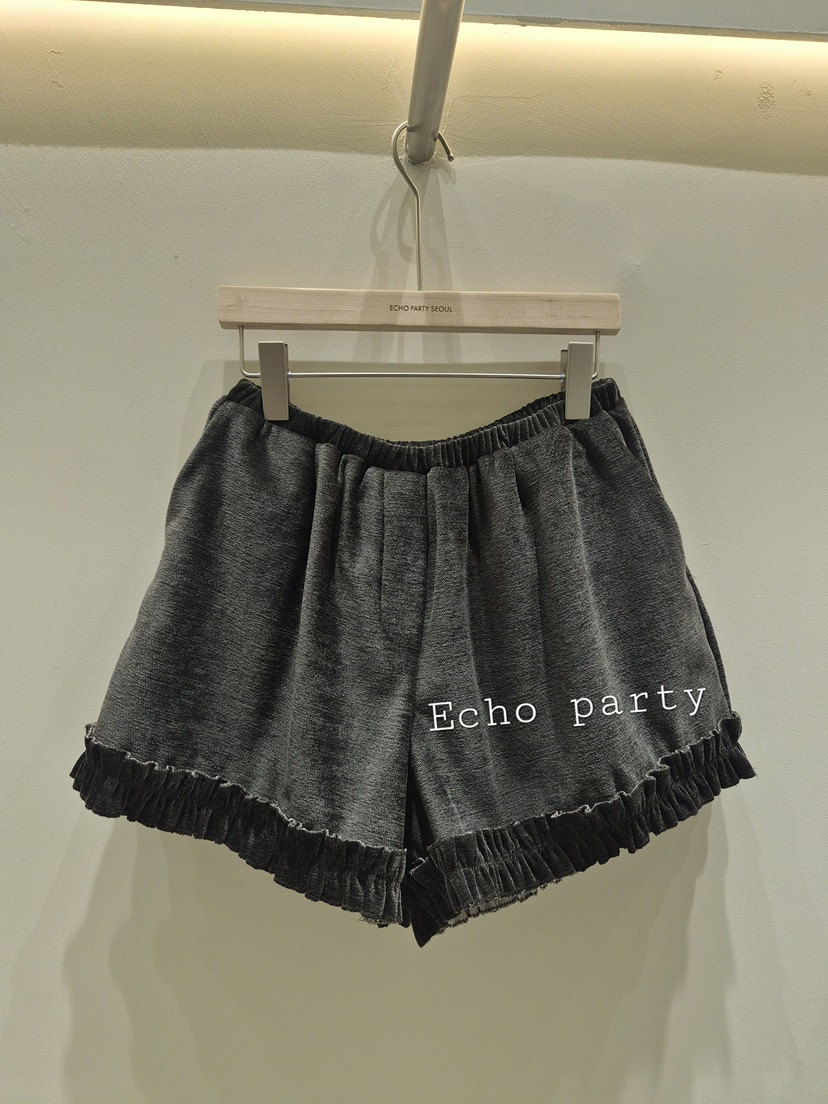 Echo party韓國代購26秋冬荷葉邊燈芯絨短褲荷葉邊寬松Echo party短褲圖色2