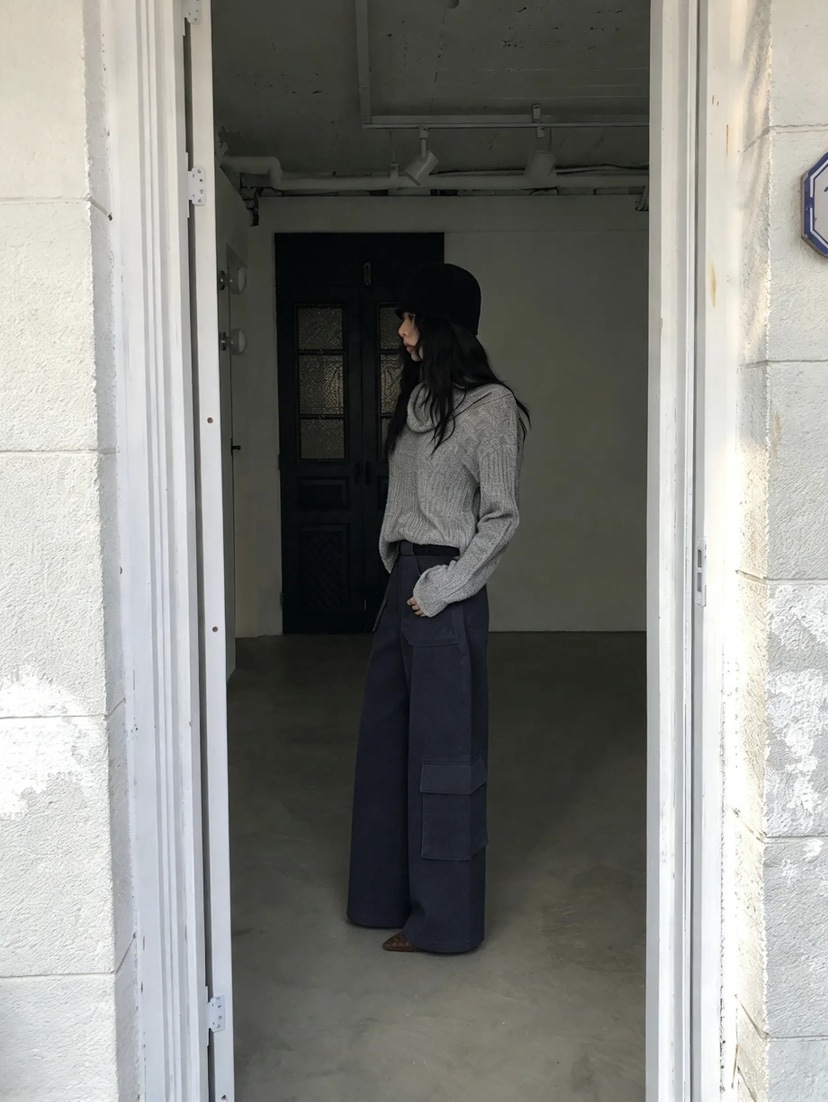 ACORN東大門直郵26秋冬闊腿工裝休閑褲口袋工裝腰帶ACORN休閑褲