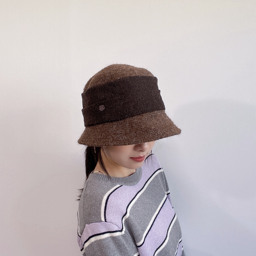 LOVELY HAT韓國代購26秋冬拼色毛織漁夫帽 日常休閑款帽子LOVELY HAT帽子