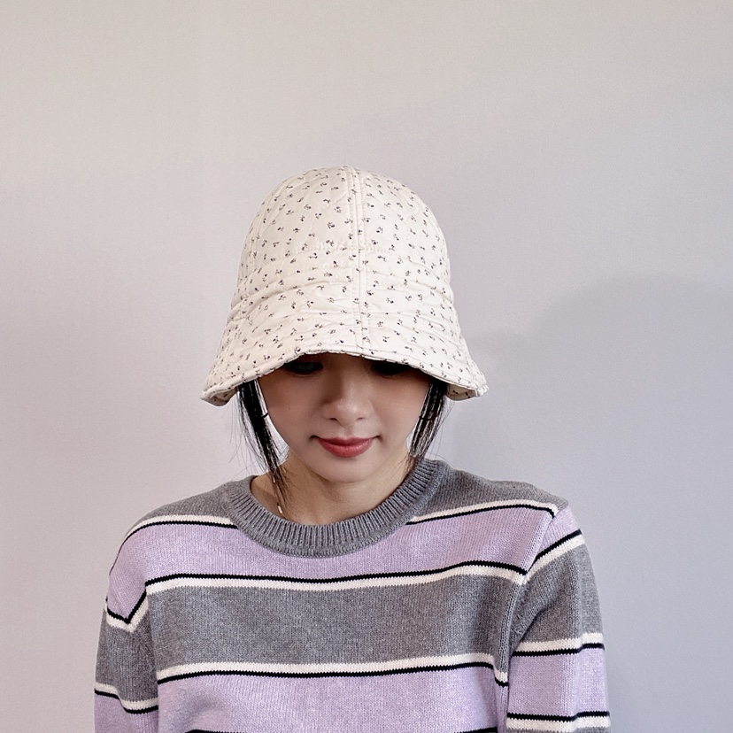 LOVELY HAT東大門代購26秋季絎縫碎花漁夫帽 日常搭配帽子絎縫LOVELY HAT帽子