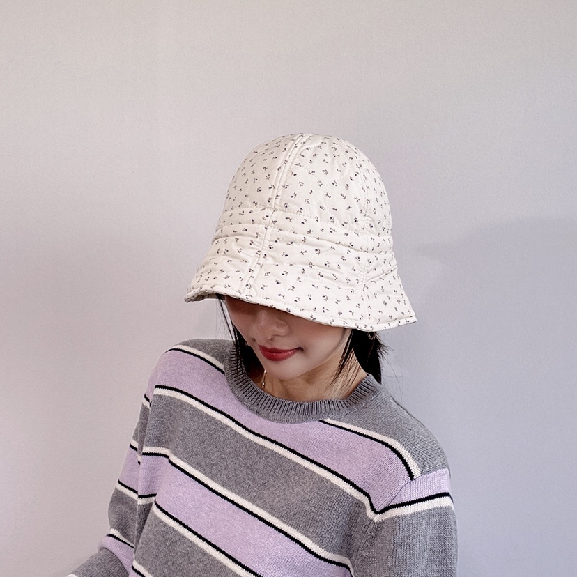 LOVELY HAT東大門代購26秋季絎縫碎花漁夫帽 日常搭配帽子絎縫LOVELY HAT帽子