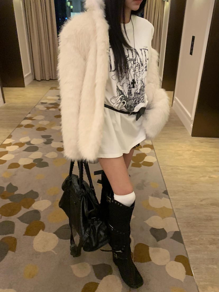 BADCALM東大門代購26秋季天使盒子印花寬松短袖T恤毛邊設僅恤BADCALMT恤