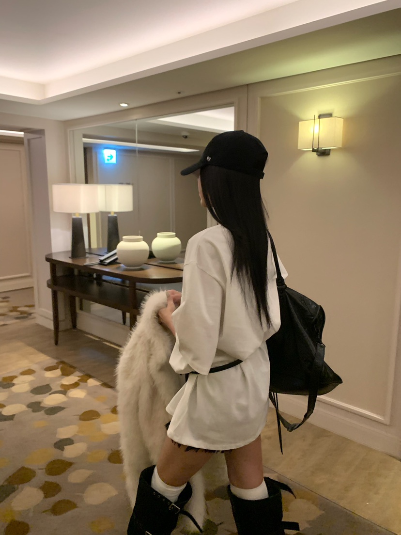 BADCALM東大門代購26秋季天使盒子印花寬松短袖T恤毛邊設僅恤BADCALMT恤