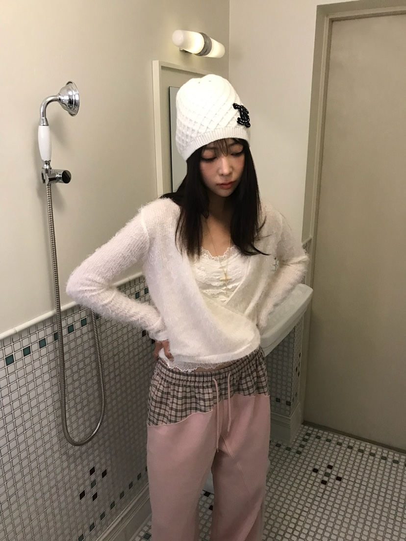 LOVE PULL東大門實拍26秋季交叉V領短款針織衫安哥拉V領短款蕾LOVE PULL針織衫