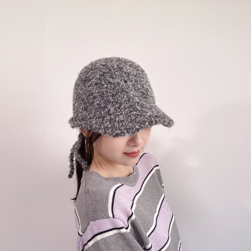 LOVELY HAT東大門代購26秋冬系帶毛絨鴨嘴帽 秋冬保暖帽子系帶LOVELY HAT帽子圖色1